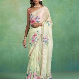 Mitera Floral Beads and Stones Organza Saree-image-87