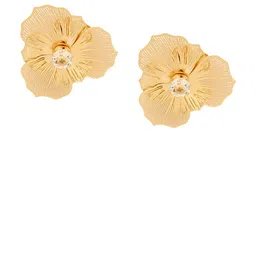 Stoln Gold Plated Artificial Stones Studded Floral Shaped Studs image 3