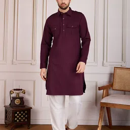 House of Pataudi Collared Straight Kurta Set-picture-51
