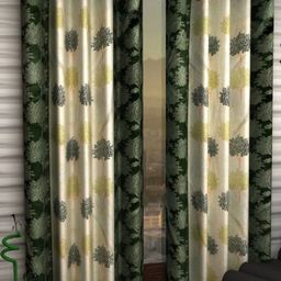 BELLA TRUE Green & Cream 2 Pieces Floral Printed Long Door Curtains-image-58
