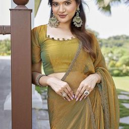 VRAGI Embellished Embroidered Pure Chiffon Saree-picture-21