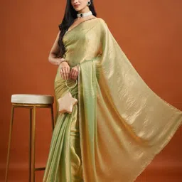 LOROFY Embellished Beads and Stones Border Saree with Blouse Piece-picture-12