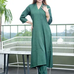 IMROZ HOUSE V-Neck Cotton A-Line Tunic & Trouser-picture-52