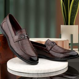 WUGATTI Men Brown Synthetic Leather Slip-On Loafers-picture-6