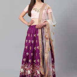 DIVASTRI Embroidered Thread Work Semi-Stitched Lehenga & Unstitched Blouse With Dupatta-picture-48