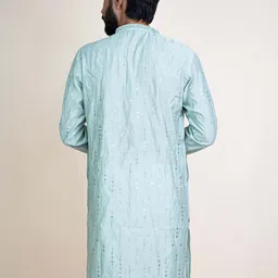KUNDALI KAKSHAY Men Ethnic Motifs Embroidered Regular Thread Work Kurta with Pyjamas image 2