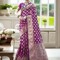 Anouk Ethnic Motifs Zari Banarasi Saree-image-17
