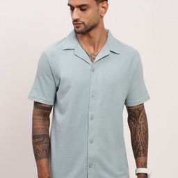 SHOWOFF Men Comfort Relaxed Fit Cuban Collar Solid Cotton Casual Shirt-image-12