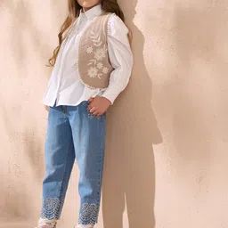 Angel & Rocket Girls Washed Windcheater Longline Tailored Jacket with Patchwork-image-69