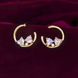 Voylla Gold-Plated American Diamond Brass Circular Studs-image-94