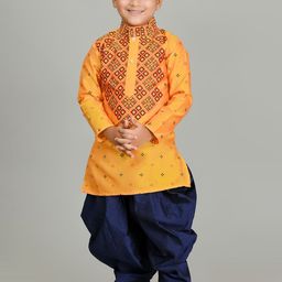 NFC CREATION Boys Printed Regular Dupion Silk Kurta with Patiala image 1
