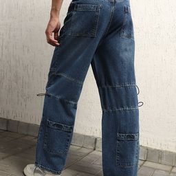Hubberholme Men 90's baggy Light Fade Pure Cotton cargo Jeans-image-54