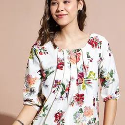 DressBerry Floral Print Crepe Blouson Top-image-76
