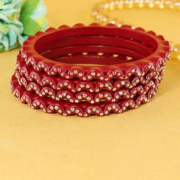 ZULKA Set Of 4 Zircon Stones Studded Bangles-image-70