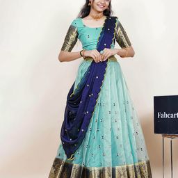 Fabcartz Semi-Stitched Woven Design Lehenga & Unstitched Blouse With Dupatta-image-44