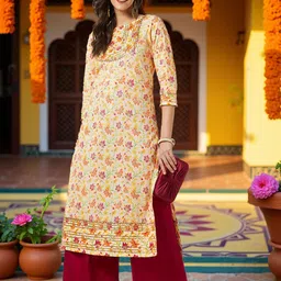 Pannkh Floral Printed Round Neck Straight Kurta-picture-12