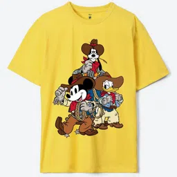 YK Disney Boys Mickey Mouse Graphic Printed Round Neck Cotton Oversized T-shirt-image-74