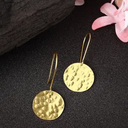 DressBerry Gold-Plated Circular Shaped Drop Earrings-5