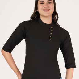 Ethic Glance Women Pure Cotton Mandarin Collar Top-image-40