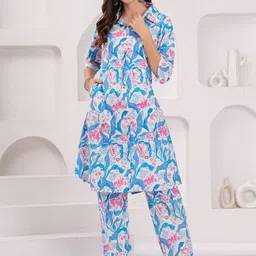 KALINI Printed Cotton Tunic With Trousers Co-Ords-image-64