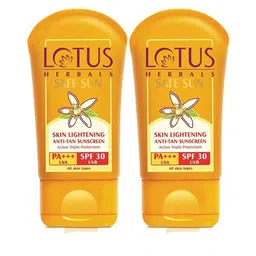 Lotus Herbals Safe Sun Set Of 2 Skin Lightening Anti Tan Sunscreen SPF30 PA+++ - 50g Each-56