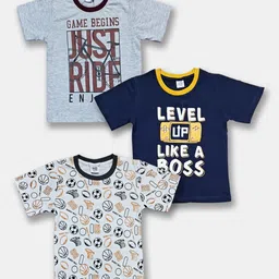 Here&Now X Game Begins Boys Set of 3 Assorted Printed Pure Cotton T-shirts-46