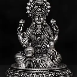 Exotic India Silver-Toned Lord Dhana Lakshmi Religious Brass Idol Showpiece-image-41