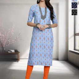 HERE&NOW Selection Of 2 Geometric Printed Round Neck Straight Kurtas-image-86