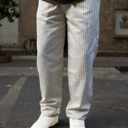 Powerlook Men Beige Stripe Linen Pant-image-78