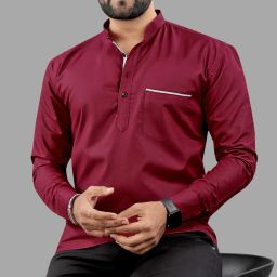 Men Solid Cotton Blend Straight Kurta-image-68