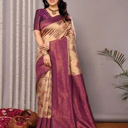 Shriyangan Geometric Woven Design Zari Pure Silk Kanjeevaram Saree-picture-16
