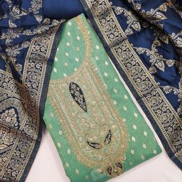 Panzora Ethnic Motifs Embroidered Gotta Patti Unstitched Dress Material-picture-7