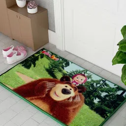 Athom Living Green & Brown Masha & The Bear Character Printed Anti-Skid Doormats-image-41