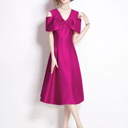 JC Collection Cold-Shoulder A-Line Midi Dress-image-68