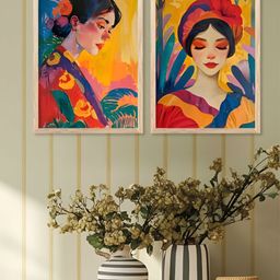 Kotart Brown & Orange 2 Pieces Abstract Wooden Wall Arts-picture-49