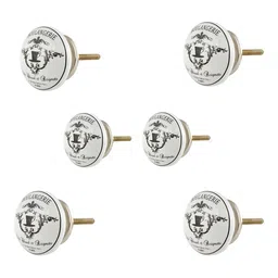 Indianshelf 6Pcs Black & White Textured Ceramic Knobs-20