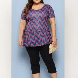 Aarika Abstract Printed Plus Size Round Neck Swim Suit With Goggle image 2