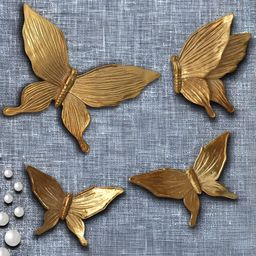 Art Street Gold-Toned 4 Pieces Textured Butterfly Wall Decor Hangings-image-75
