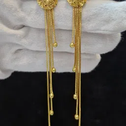 Anshenterpris Gold-Plated Sui Dhaga Tasselled Circular Drop Earrings-29