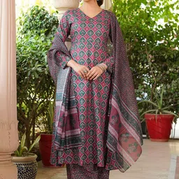 AHIKA Women Floral Printed Kurta with Palazzo & Dupatta-picture-29