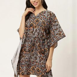 CORSICA Animal Print Georgette Kaftan Dress-image-64