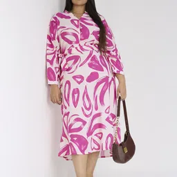 Sizeupp Women Plus Size Abstract Printed A-Line Dress-image-67