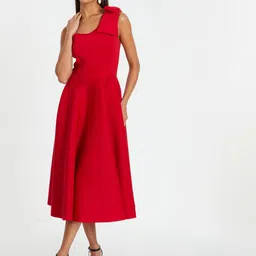 QUIZ Women One Shoulder Fit & Flare Midi Dress-image-8
