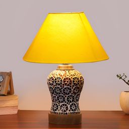 Aura Yellow Glass Traditional Abstract Shaped Table Lamp-10