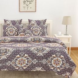 SWAYAM Brown & Cream-Coloured Floral Printed 160 TC King Bedsheet Set 2.28 m x 2.54 m-29