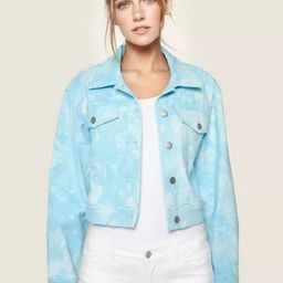 StyleCast Women Spread Collar Tie and Dye Self Design Cotton Casual Denim Jacket-picture-5