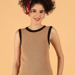 NoBarr Women Open Knit Ribbed Cotton Sweater Vest-1
