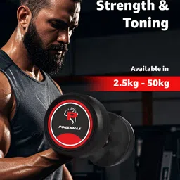 PowerMax Fitness Set Of 2 Round Fixed Weight Dumbbell - 12.5 kg Each image 5