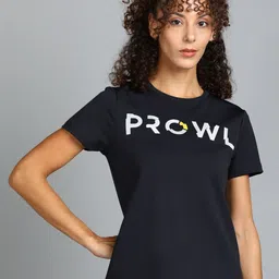PROWL by Tiger Shroff Women Typography Printed Applique Slim Fit T-shirt-image-78