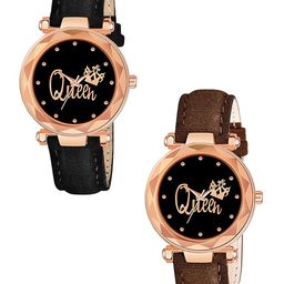 Gopal Shopcart Women Pack Of 2 Dial & Straps Analogue Watch GR379RG Q BLK BRO Vel L-image-48